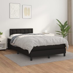 Sommier à lattes de lit avec matelas noir 120x190 cm similicuir 