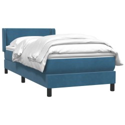 Sommier à lattes de lit et matelas bleu foncé 90x220 cm velours 