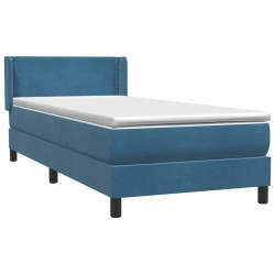 Sommier à lattes de lit et matelas bleu foncé 90x220 cm velours 