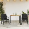 Ensemble de bistro 3 pcs avec coussins noir résine tressée 