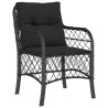 Ensemble de bistro 3 pcs avec coussins noir résine tressée 