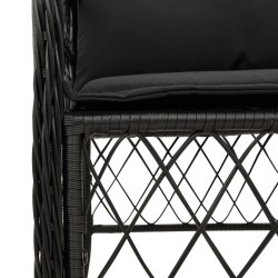 Ensemble de bistro 3 pcs avec coussins noir résine tressée 