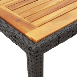 Ensemble de bistro 3 pcs avec coussins noir résine tressée 