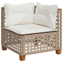 Salon de jardin avec coussins 4 pcs beige résine tressée 