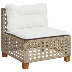 Salon de jardin avec coussins 4 pcs beige résine tressée 