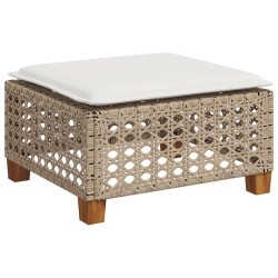 Salon de jardin avec coussins 4 pcs beige résine tressée 