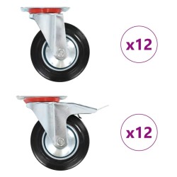 24 pcs Roulettes pivotantes 160 mm 