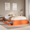 Cadre de lit sans matelas avec tiroirs brun cire 160x200 cm pin 