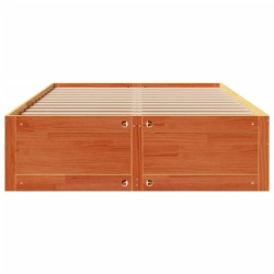 Cadre de lit sans matelas avec tiroirs brun cire 160x200 cm pin 