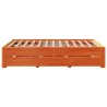 Cadre de lit sans matelas avec tiroirs brun cire 160x200 cm pin 