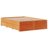 Cadre de lit sans matelas avec tiroirs brun cire 160x200 cm pin 
