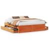 Cadre de lit sans matelas avec tiroirs brun cire 180x200 cm pin 