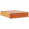 Cadre de lit sans matelas avec tiroirs brun cire 180x200 cm pin 