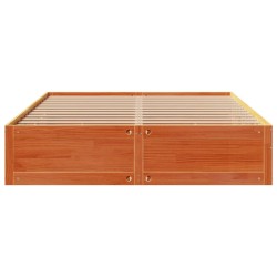 Cadre de lit sans matelas avec tiroirs brun cire 180x200 cm pin 