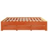 Cadre de lit sans matelas avec tiroirs brun cire 180x200 cm pin 