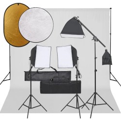 Kit de studio photo avec éclairage toile de fond et réflecteur 