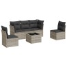 Salon de jardin 6 pcs avec coussins gris clair résine tressée 