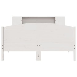 Lit bibliothèque sans matelas blanc 120x200 cm bois pin massif 