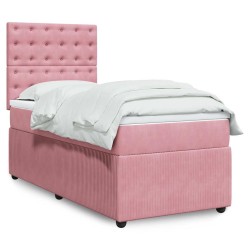 Sommier à lattes de lit avec matelas Rose 100x200 cm Velours 