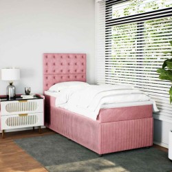 Sommier à lattes de lit avec matelas Rose 100x200 cm Velours 