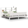 Lit bibliothèque sans matelas blanc 200x200 cm bois pin massif 