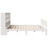 Lit bibliothèque sans matelas blanc 200x200 cm bois pin massif 