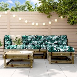 Salon de jardin 5 pcs avec coussins bois de pin imprégné 