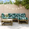 Salon de jardin 5 pcs avec coussins bois de pin imprégné 