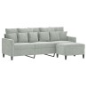 Canapé à 3 places avec repose-pieds Gris clair 180 cm Velours 