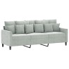 Canapé à 3 places avec repose-pieds Gris clair 180 cm Velours 