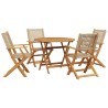 Ensemble à manger de jardin 5 pcs résine tressée et bois massif 