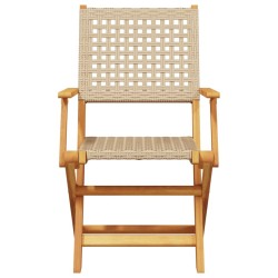 Ensemble à manger de jardin 5 pcs résine tressée et bois massif 