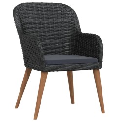 Ensemble à manger de jardin avec coussins 3 pcs noir 