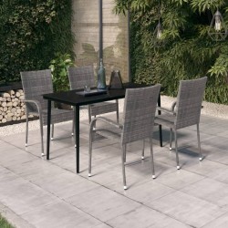 Ensemble à manger de jardin 5 pcs Gris et noir 
