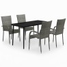 Ensemble à manger de jardin 5 pcs Gris et noir 