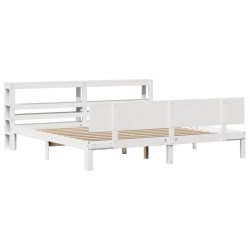 Cadre de lit avec tête de lit sans matelas blanc 200x200 cm 