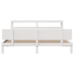 Cadre de lit avec tête de lit sans matelas blanc 200x200 cm 
