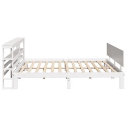 Cadre de lit avec tête de lit sans matelas blanc 200x200 cm 