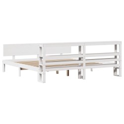 Cadre de lit avec tête de lit sans matelas blanc 200x200 cm 