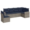 Salon de jardin 6 pcs avec coussins gris résine tressée 