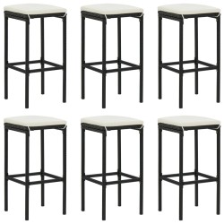 Ensemble de bar de jardin 7 pcs avec coussins noir poly rotin 