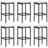 Ensemble de bar de jardin 7 pcs avec coussins noir poly rotin 