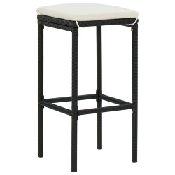 Ensemble de bar de jardin 7 pcs avec coussins noir poly rotin 