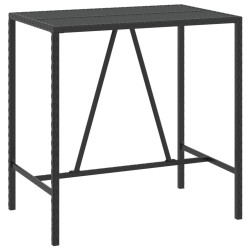 Ensemble de bar de jardin 7 pcs avec coussins noir poly rotin 