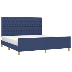 Cadre de lit sans matelas et tête de lit bleu 180x200 cm tissu 