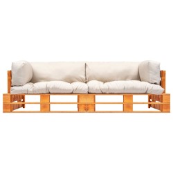Canapés de jardin palette 2 pcs avec coussins sable pinède 