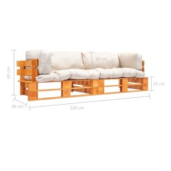 Canapés de jardin palette 2 pcs avec coussins sable pinède 