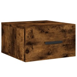 Table de chevet murale chêne fumé 35x35x20 cm 
