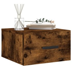Table de chevet murale chêne fumé 35x35x20 cm 