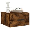 Table de chevet murale chêne fumé 35x35x20 cm 